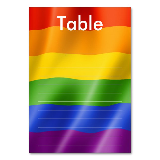 Elegant Modern Gay Men Wedding Rainbow Guest List Tischnummer (Vorderseite)