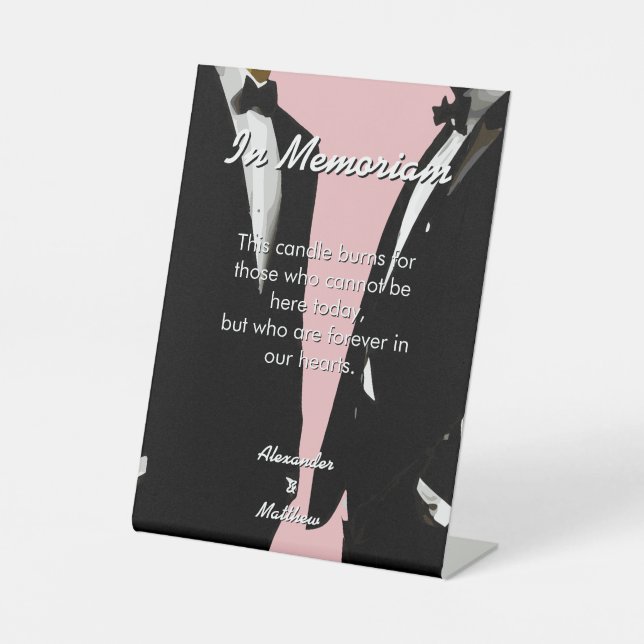 Elegant Modern Gay Men Wedding Rainbow In Memoriam Sockelschild (Vorderseite)