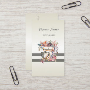 Elegant Modern,gestreift,Mixer mit Blumenmuster Visitenkarte