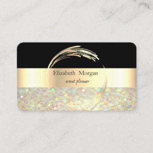 Elegant Modern gestreift Schwarz, Glitter Bokeh Visitenkarte