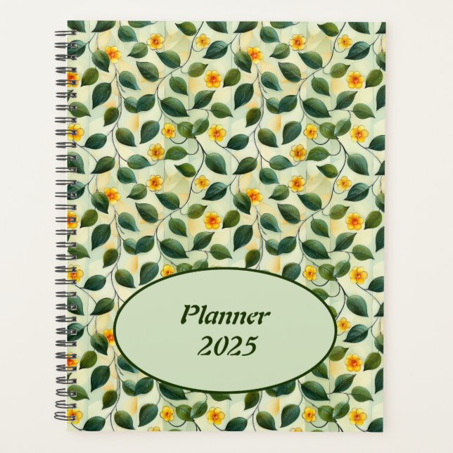 Elegant Modern Girly Botanical Floral Foliage 2025 Planer (Vorderseite)