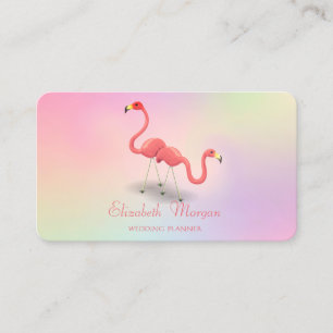 Elegant Modern Girly Funny, Flamingos Holographic Visitenkarte