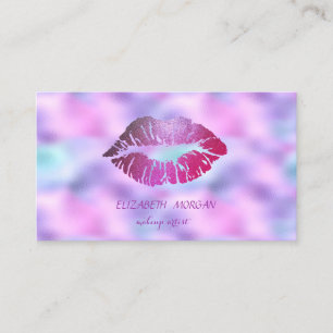 Elegant Modern, Glänzende Lippen, Make-up, Hologra Visitenkarte