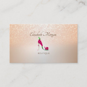Elegant Modern, Glitter Bokeh ,Blumen Hohe Absätze Visitenkarte