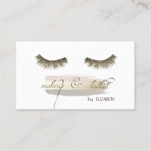 Elegant modern, Glitzer Lashes, Pinselstriche Visitenkarte (Vorderseite)