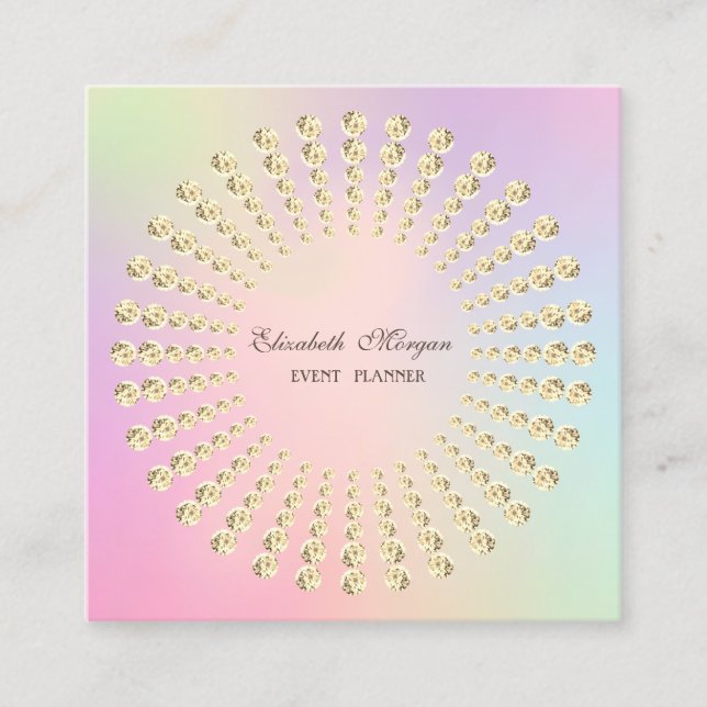 Elegant Modern Gold Diamonds holographisch Quadratische Visitenkarte (Vorderseite)