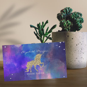 Elegant Modern, Gold Glitter Einhorn Farbspritzer Visitenkarte