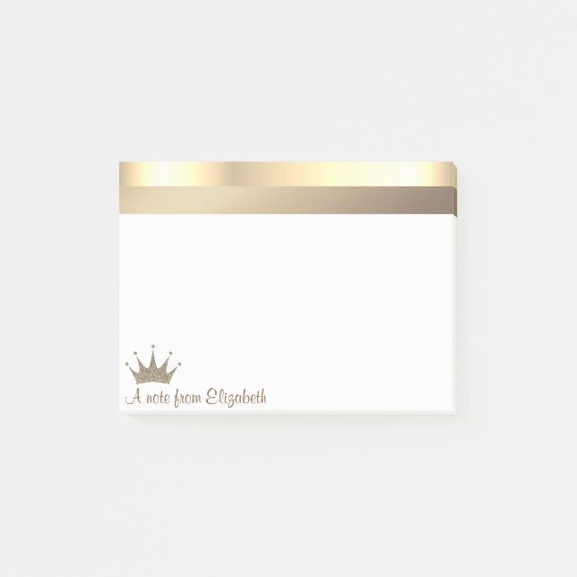 Elegant Modern Gold Tiara - Personalisiert Post-it Klebezettel (Vorderseite)