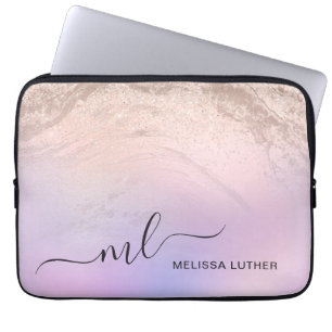 Elegant modern gradient rose gold glitter purple laptopschutzhülle