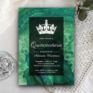 Elegant Modern Green Agate Quinceanera Einladung