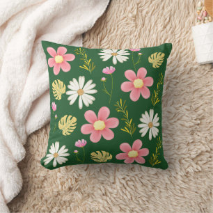 Elegant Modern Green Pink Floral Kissen