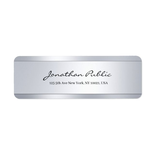 Elegant Modern Hand Script Silver Return Address (Vorne)