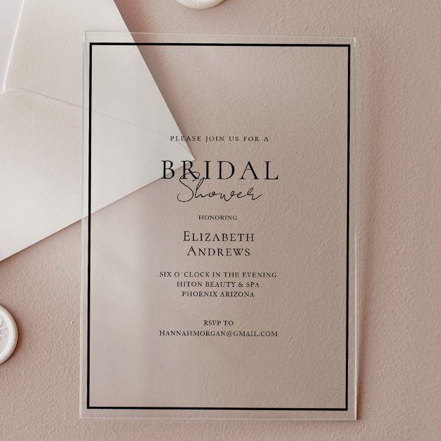 Elegant, modern, Handschrift, Brautparty Acryleinladungen (Elegant, Modern, Handwriting, Bridal Shower Acrylic Invitations)