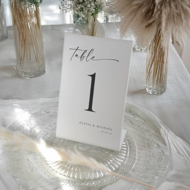 Elegant Modern Handwriting Wedding Table Numbers Sockelschild (Elegant modern handwriting wedding table numbers - 4x6 and self standing signs.)