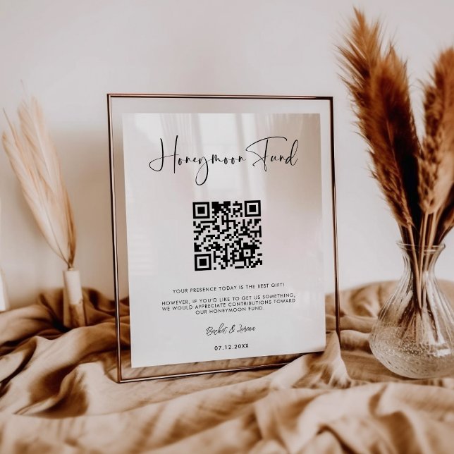 Elegant & Modern Honeymoon-Fonds QR-Code Poster (Von Creator hochgeladen)