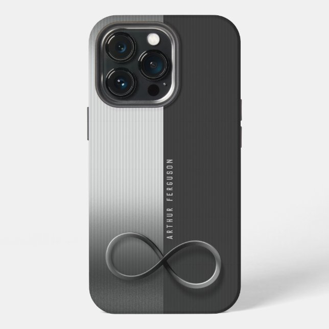 Elegant Modern Infinity | Silver Gray iPhone Hülle (Hinten)