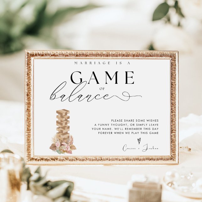 Elegant Modern Jenga Gästebuch Wedding Sign (Von Creator hochgeladen)