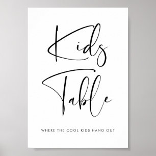 Elegant & Modern Kids Table sign Hochzeit Poster