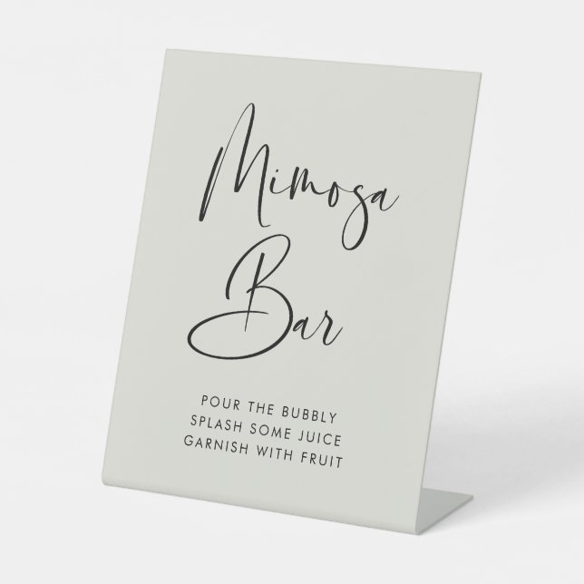 Elegant Modern Light Sage Grün Hochzeit Mimosa Bar Sockelschild (Vorderseite)