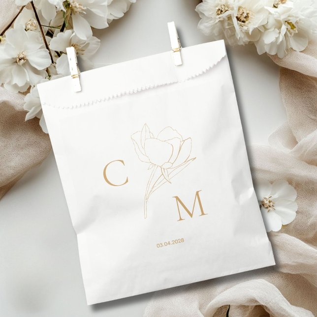 elegant, modern linear, monogramm, geschenktütchen (Elegant, modern linear, monogram, Favor Bag)