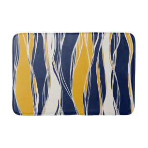 Elegant, modern, Linien, blau und gelb  Badematte