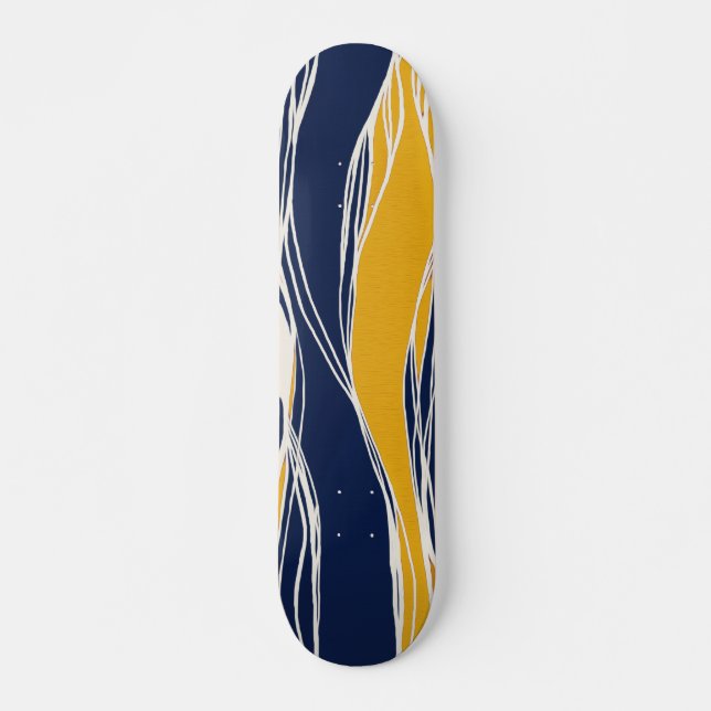 Elegant, modern, Linien, blau und gelb Skateboard (Vorne)