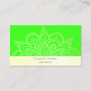 Elegant Modern Mandala Neon Green Visitenkarte