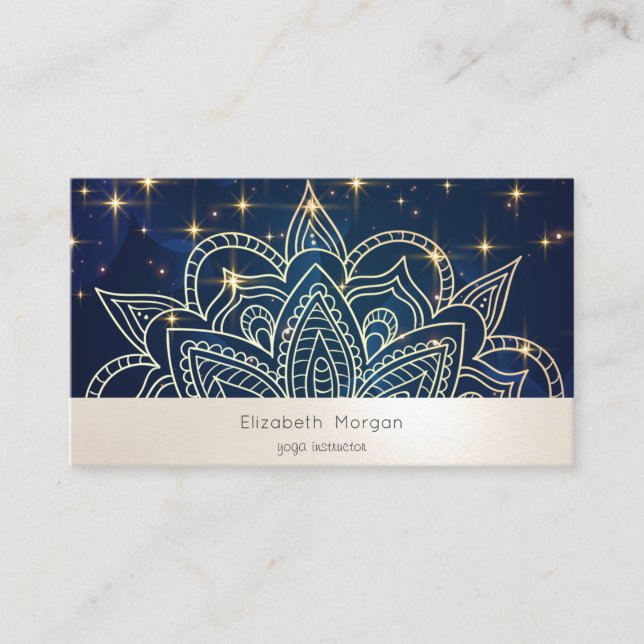 Elegant Modern Mandala Stars Navy Blue Visitenkarte (Vorderseite)