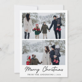 Elegant Modern Minimal Christmas Family 2 Photo Feiertagskarte