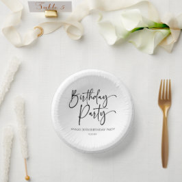 Elegant Modern Minimalist Birthday Party Pappteller