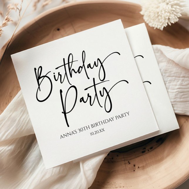 Elegant Modern Minimalist Birthday Party Serviette (Von Creator hochgeladen)