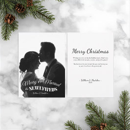 Elegant Modern Minimalist Black And White Newlywed Feiertagskarte