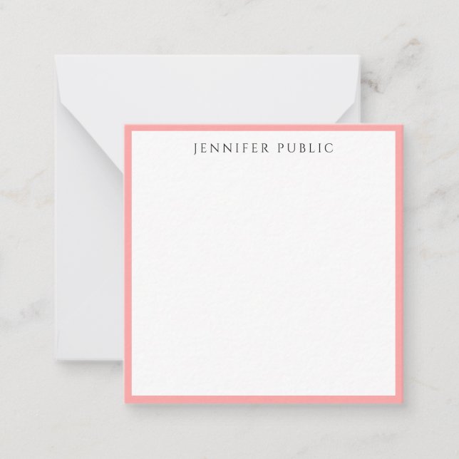 Elegant Modern Minimalist Blush Pink & White Name Mitteilungskarte (Vorderseite)