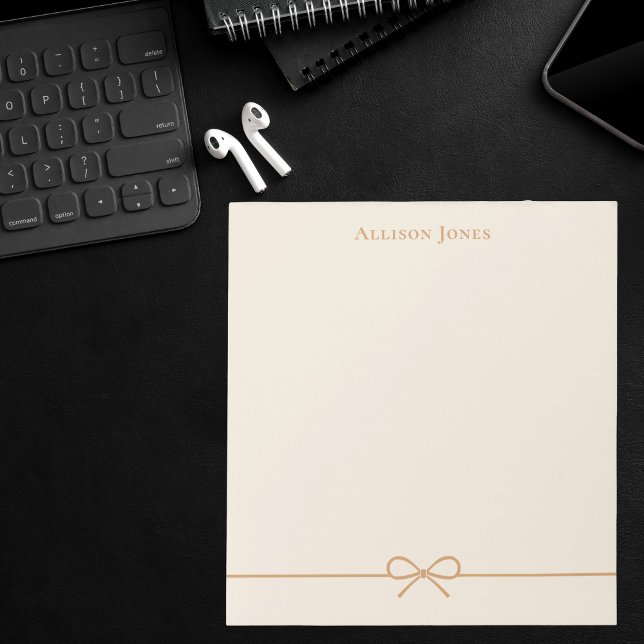 Elegant Modern Minimalist Girly Simple Cute Bow Notizblock (Von Creator hochgeladen)