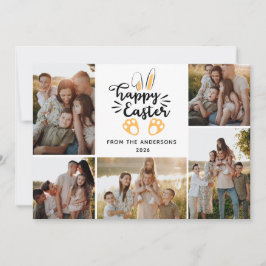 Elegant Modern Minimalist Happy Easter 5 Photo Feiertagskarte