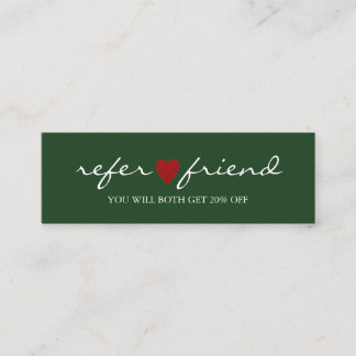 Elegant Modern Minimalist Red Heart Referral Card Mini Visitenkarte
