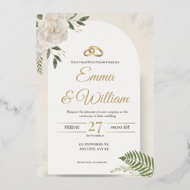 Elegant &Modern Minimalist Wedding Foil Invitation Folieneinladung (Vorderseite)