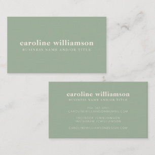 Elegant Modern Minimalistisch Sage Green Visitenkarte
