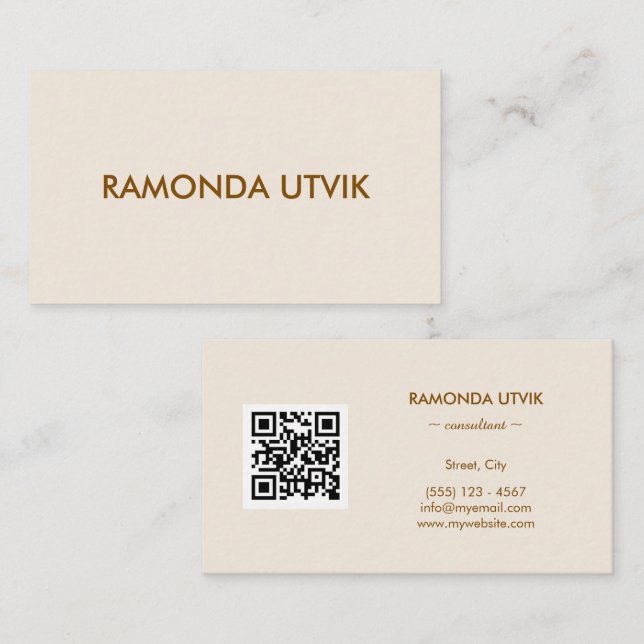 Elegant Modern mit QR-Code Visitenkarte (Vorne/Hinten)
