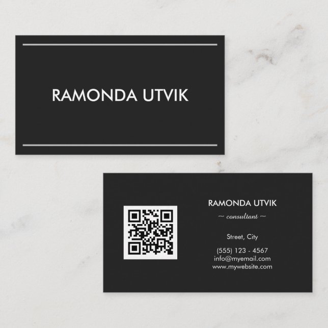 Elegant Modern mit QR-Code Visitenkarte (Vorne/Hinten)
