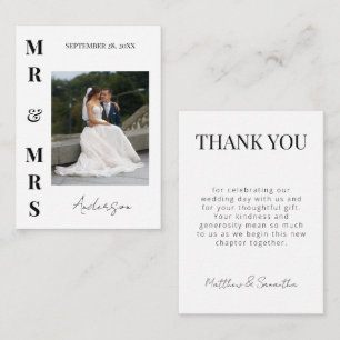Elegant Modern Mr. und Mrs. Wedding Vielen Dank Mitteilungskarte