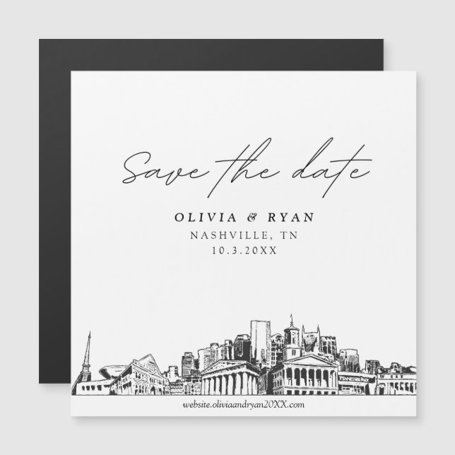 Elegant Modern Nashville Save the Date Magnet (Vorne/Hinten)