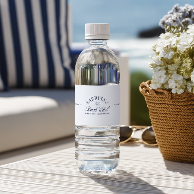 Elegant Modern Navy Blue Bachelorette Wasserflaschenetikett (Elegant Modern Navy Blue Bachelorette Water Bottle Label)