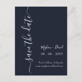 Elegant Modern Navy Blue Save the Date Ankündigungspostkarte