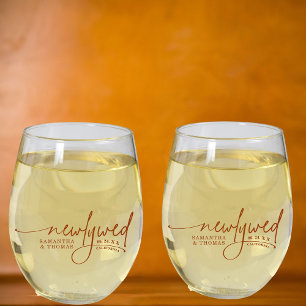 Elegant Modern Newlyweds Weinglas Ohne Stiel