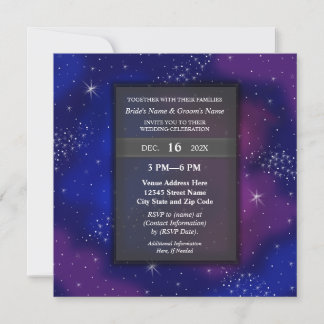 Elegant Modern Night Sky Galaxy Wedding Party Einladung