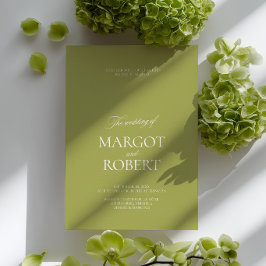 Elegant Modern Olive Green & White Wedding Einladung