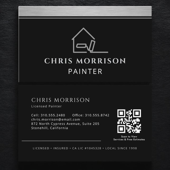 Elegant Modern Painter Professional QR Code Visitenkarte (Von Creator hochgeladen)