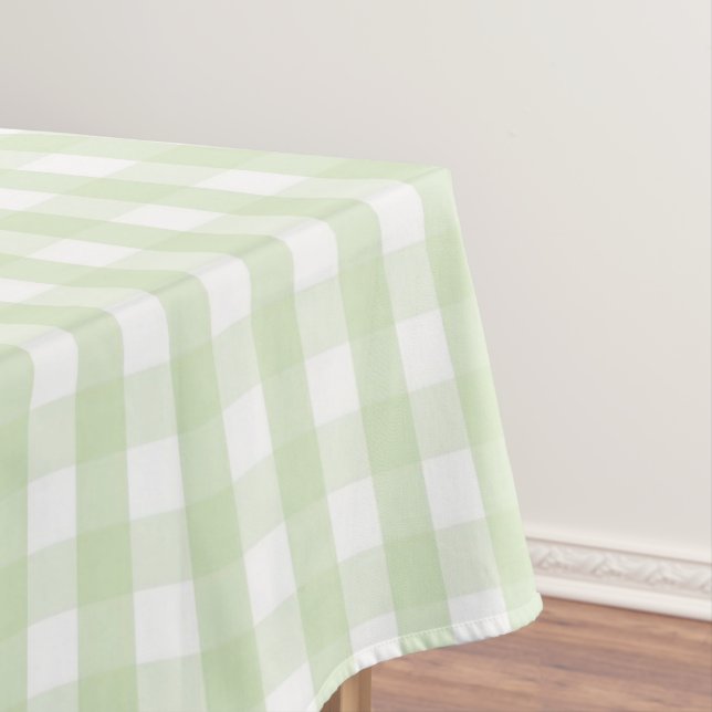 Elegant Modern Pastel Green Gingham Pattern Spring Tischdecke (Beispiel)