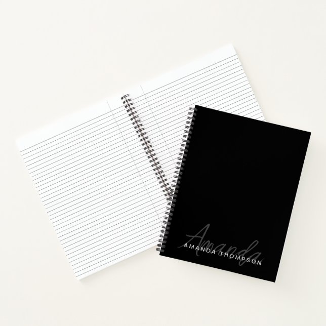 Elegant modern Personalisiert mit Name Monogram Notizbuch (Innenseite)
